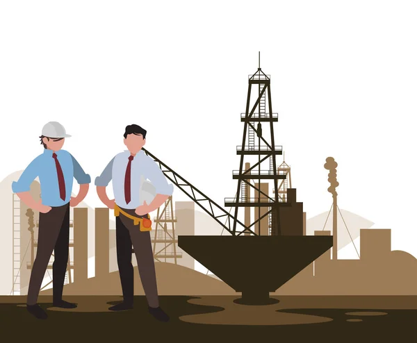 Trabajadores de la industria petrolera avatares caracteres — Vector de stock