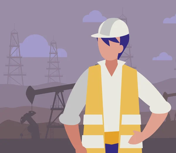 Olie industrie werknemer avatar karakter — Stockvector
