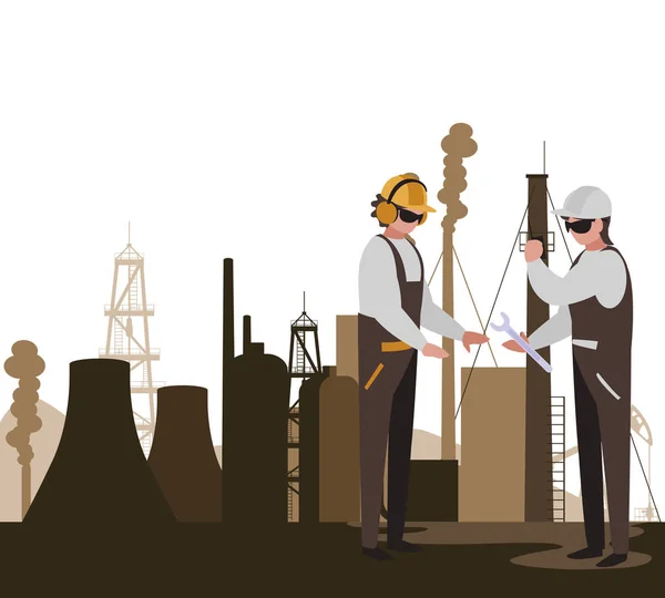 Oil industry workers avatars characters — Stock Vector