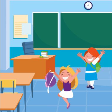 mutlu küçük okul kız sınıfta