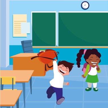 mutlu küçük Interracial okul çocukları sınıfta