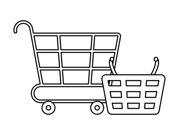 Cart and basket of shopping isolated icon — Stock Vector