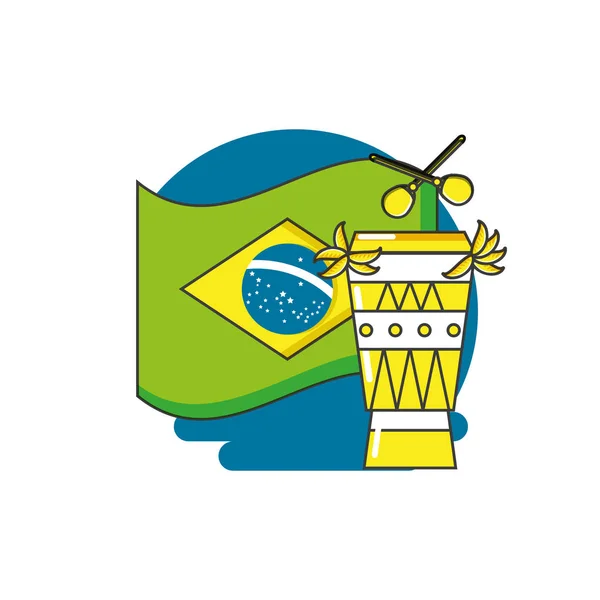 Bandeira do brasil com tambor de bongo — Vetor de Stock