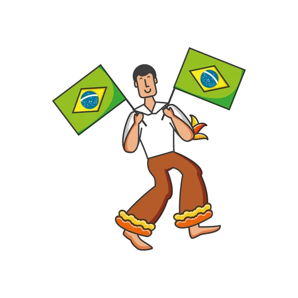 Homem com bandeira brasileira —  Vetores de Stock