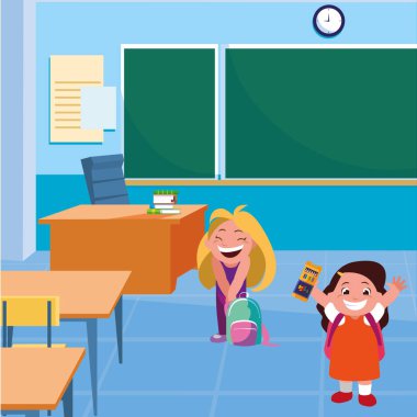 mutlu küçük okul kız sınıfta