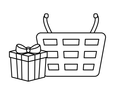 alışveriş sepeti hediye kutusu izole simgesiyle