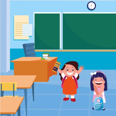 mutlu küçük okul kız sınıfta