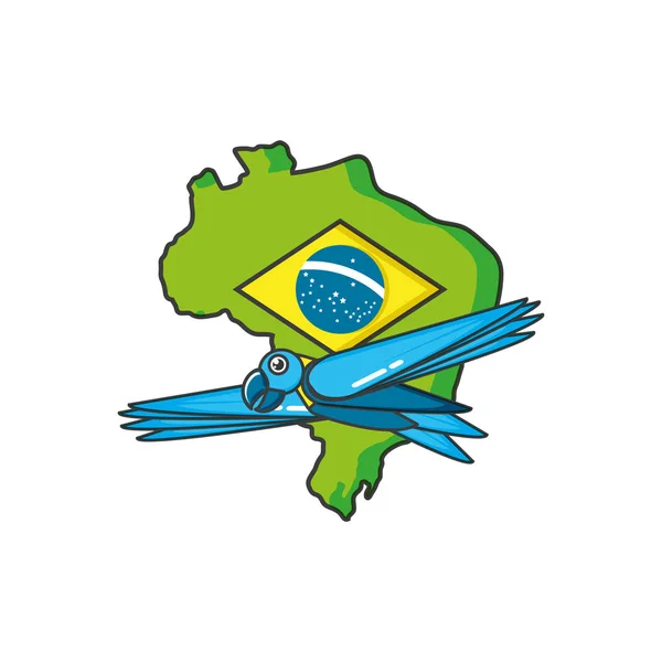 Mapa do brasil com papagaio animal — Vetor de Stock
