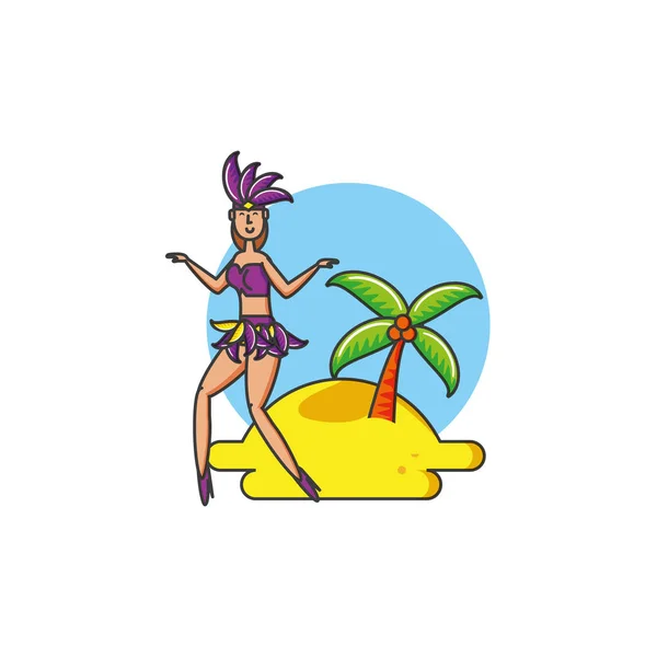Жінка бразильська танцівниця на пляжі — стоковий вектор