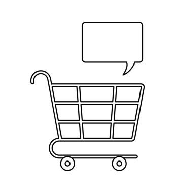 alışveriş sepeti ile konuşma balonu izole simgesinin
