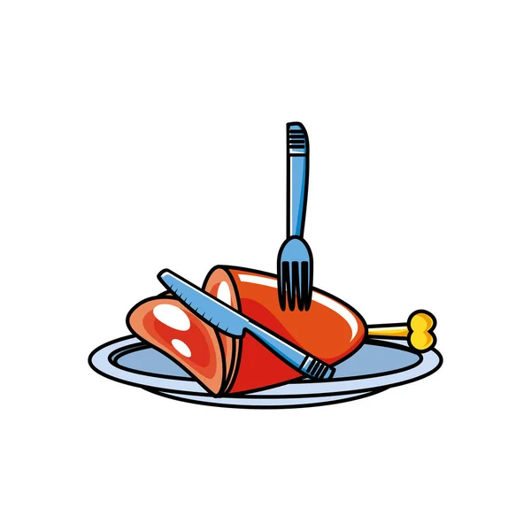 Fresh pork leg isolated icon — Stock Vector