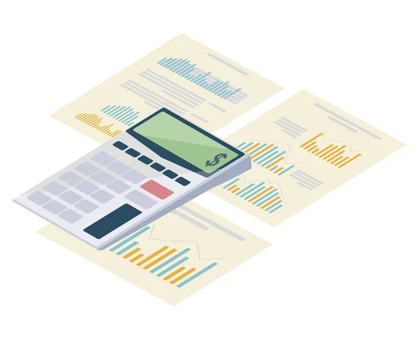 Taschenrechner Mathematik mit Statistikdokumenten — Stockvektor