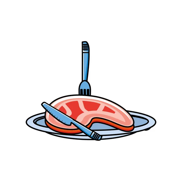 Fresh meat steak isolated icon — Stock Vector