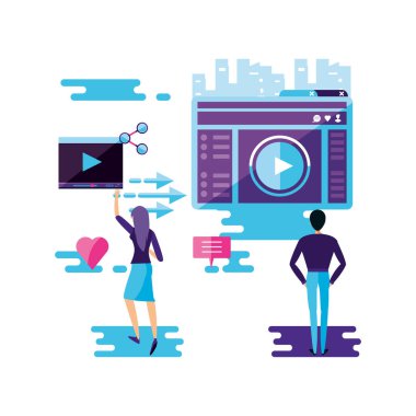 Web sayfası ve Sosyal Medya simgeler ile Çift