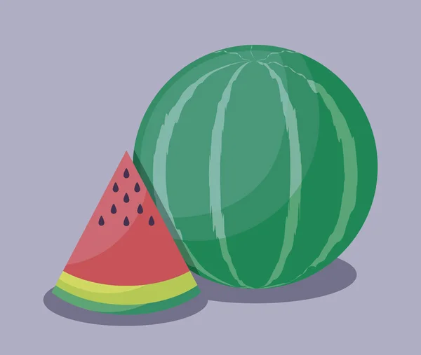 Sandías frescas y saludables frutas — Vector de stock