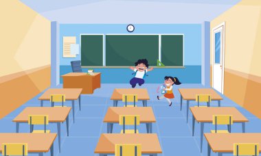 mutlu küçük okul çocukları sınıfta