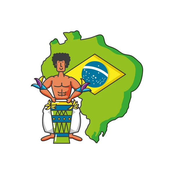 Mapa do brasil com o homem brasileiro — Vetor de Stock