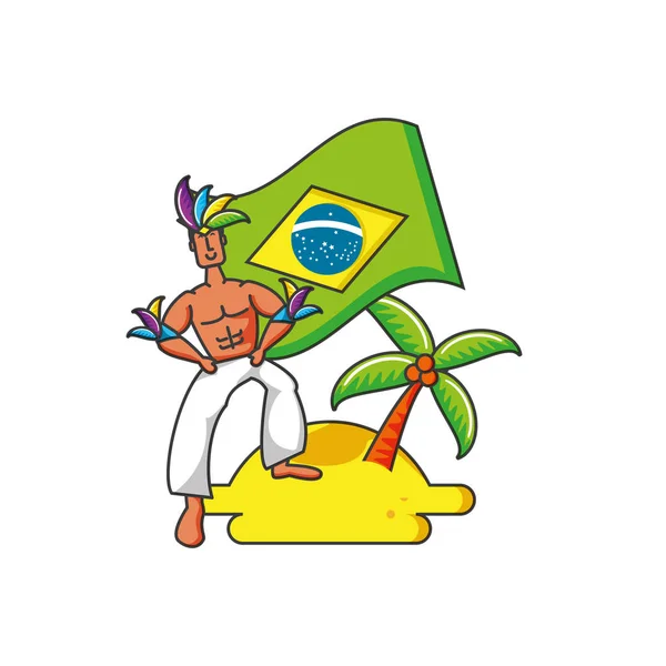 Adam bayrağı ile Brezilyalı Beach — Stok Vektör