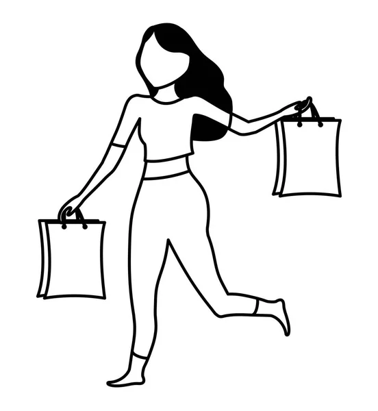 Woman with shopping bags isolated icon — Stock Vector