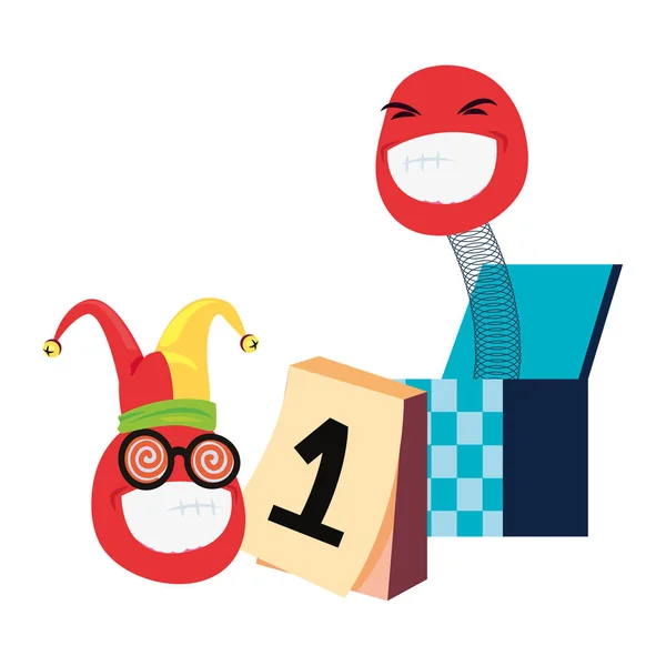 Emoji im Kasten Aprilscherze — Stockvektor