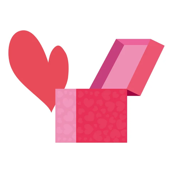 Boîte cadeau coeur amour — Image vectorielle