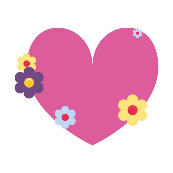 Amor romántico corazón flores — Archivo Imágenes Vectoriales