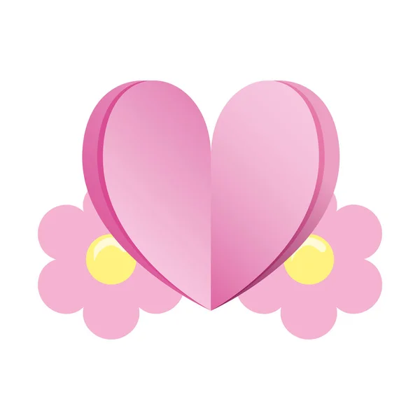 Love romantic heart flowers — Stock Vector