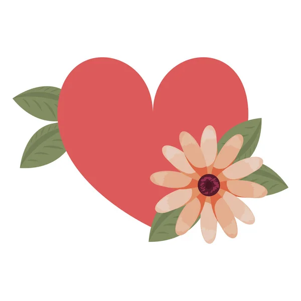 Amor romántico corazón flores — Vector de stock