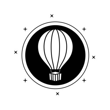 dairesel çerçeve içinde sıcak hava balonu
