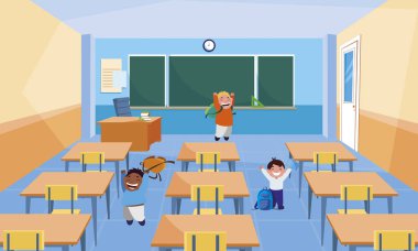 mutlu küçük Interracial çocukları sınıfta