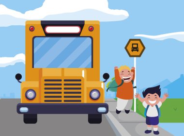 mutlu küçük öğrenciler karakterler