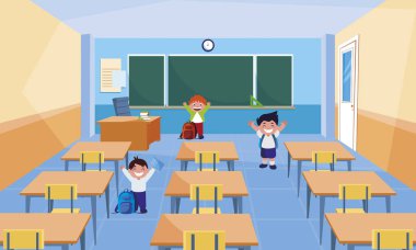 mutlu küçük Öğrenciler sınıfta