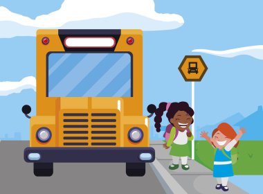 mutlu küçük Interracial kız öğrenciler karakterler