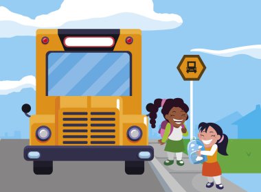 mutlu küçük Interracial kız öğrenciler karakterler