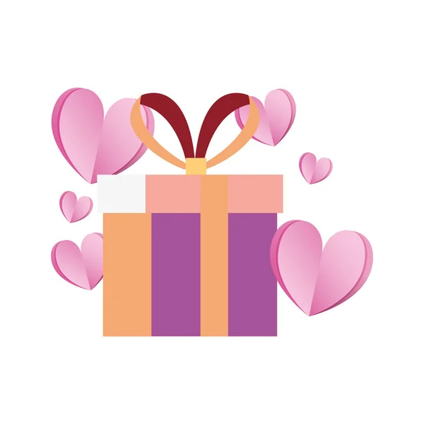 Δώρο πλαίσιο αγάπη καρδιές ρομαντικά — Διανυσματικό Αρχείο