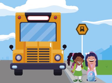 mutlu küçük Interracial kız öğrenciler karakterler