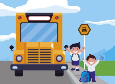 mutlu küçük öğrenciler karakterler