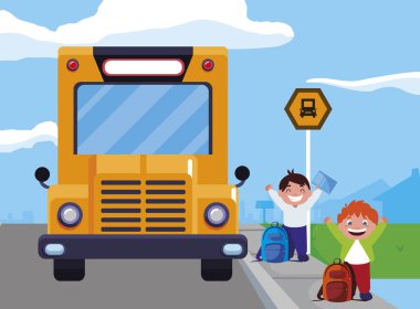 mutlu küçük öğrenciler karakterler