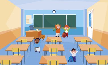 mutlu küçük Interracial çocukları sınıfta