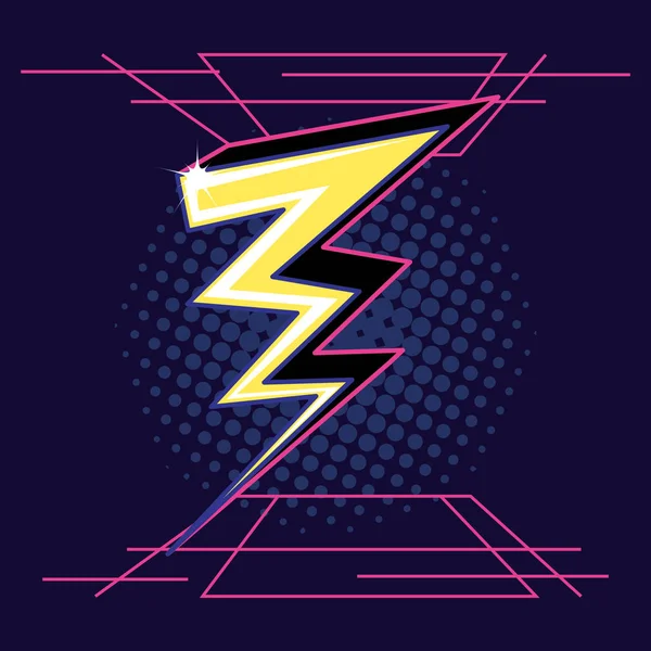 Thunderbolt icono retro aislado — Vector de stock