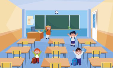 mutlu küçük öğrenciler karakterler