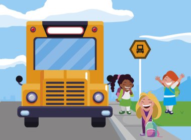 mutlu küçük Interracial kız öğrenciler karakterler