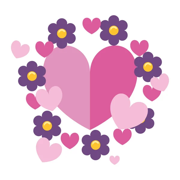 Love romantic heart flowers — Stock Vector