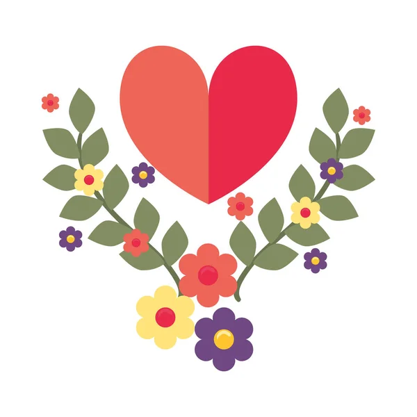 Amor romántico corazón flores — Vector de stock