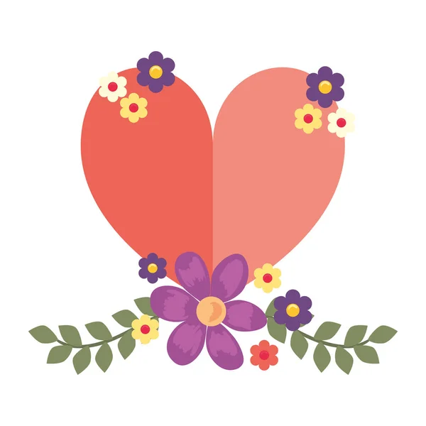 Amor romántico corazón flores — Vector de stock