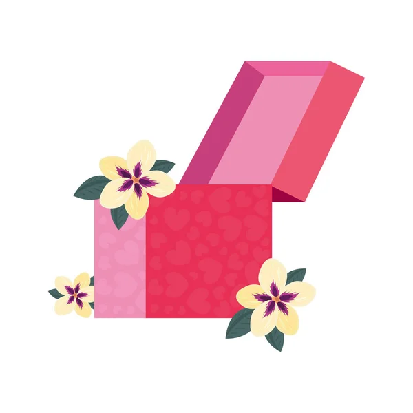 Hediye kutusu çiçek — Stok Vektör
