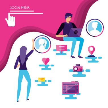 Sosyal medya simgelerine sahip çift