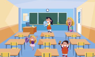 mutlu küçük okul kız sınıfta