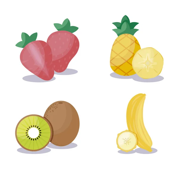 健康的な果実とキウイ — ストックベクタ