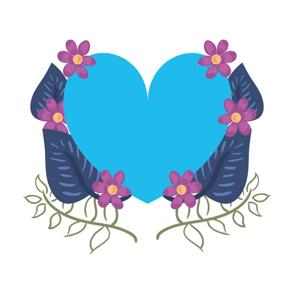 Amor romántico corazón flores — Vector de stock